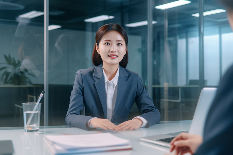 落地玻璃服务前台女性专员接待客户,高清,摄影图,摄影图片,图片大全,摄影图免费下载